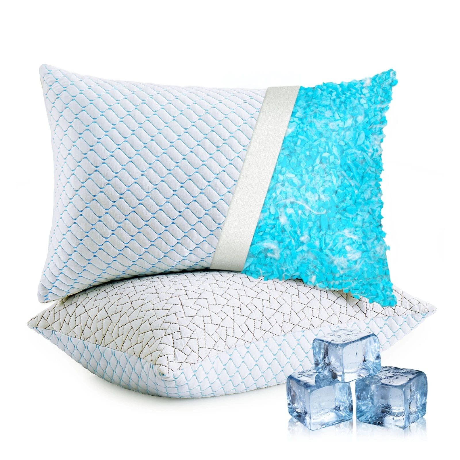 2PCS Cooling Ice Bed Pillow Bamboo Cover+ Memory F